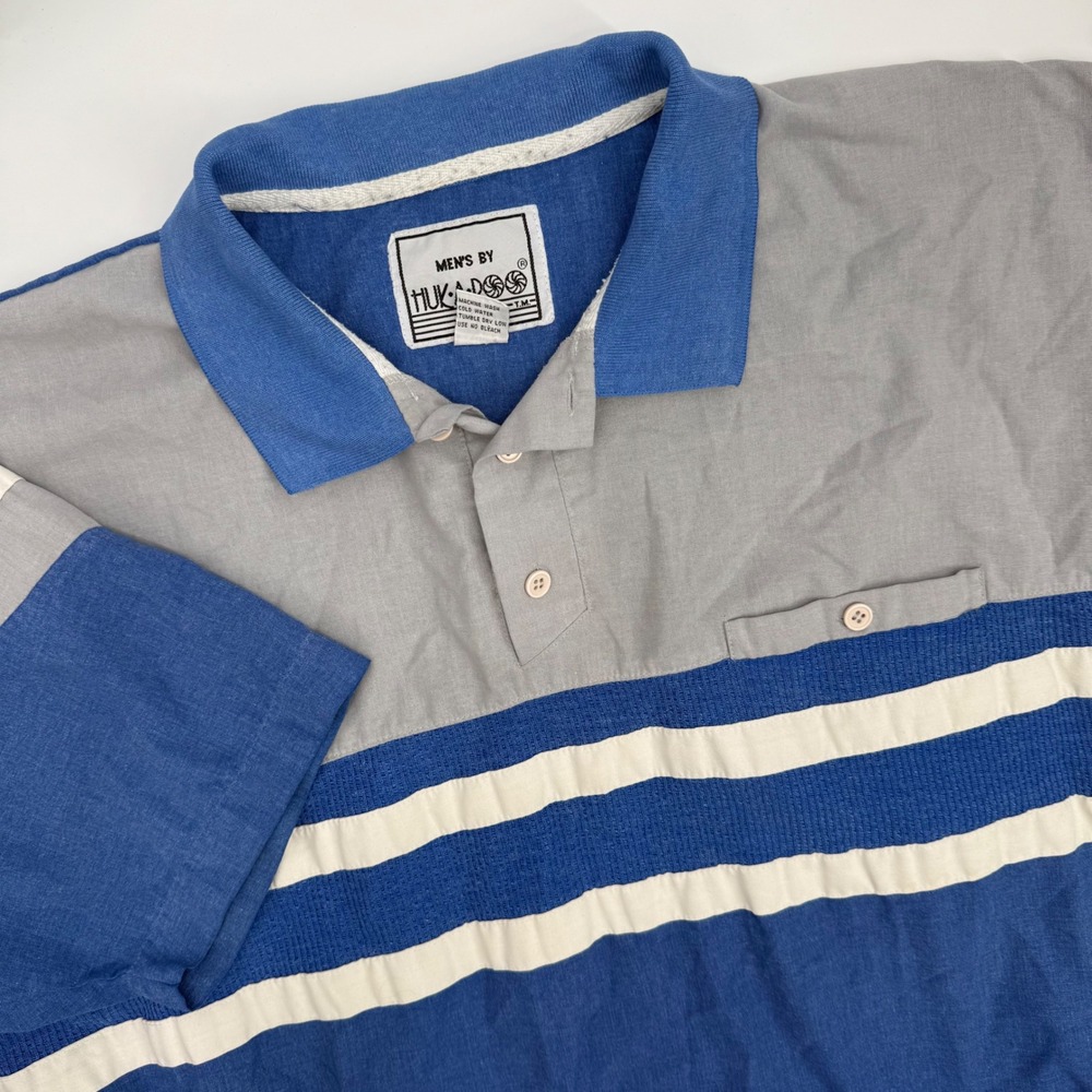 Huk-A-Poo‎ Mens Color Block Polo Shirt Short Sleeve 2XLT Vintage